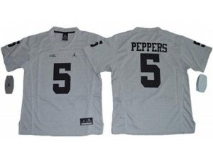 Youth Michigan Wolverines #5 Jabrill Peppers Gridiron Gray II Jordan Brand Stitched NCAA Jersey