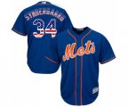 New York Mets #34 Noah Syndergaard Replica Royal Blue USA Flag Fashion Baseball Jersey