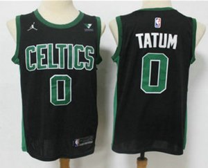 Boston Celtics #0 Jayson Tatum Black 2021 Brand Jordan Swingman Stitched NBA Jersey With NEW Sponsor Logo