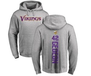 Minnesota Vikings #42 Ben Gedeon Ash Backer Pullover Hoodie