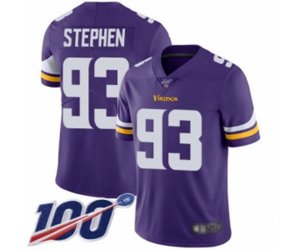Minnesota Vikings #93 Shamar Stephen Purple Team Color Vapor Untouchable Limited Player 100th Season Football Jersey