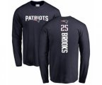 New England Patriots #25 Terrence Brooks Navy Blue Backer Long Sleeve T-Shirt