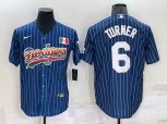 Los Angeles Dodgers #6 Trea Turner Rainbow Blue Red Pinstripe Mexico Cool Base Nike Jersey
