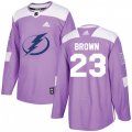 Tampa Bay Lightning #23 J.T. Brown Authentic Purple Fights Cancer Practice NHL Jersey
