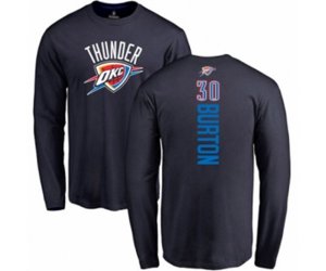 Oklahoma City Thunder #30 Deonte Burton Navy Blue Backer Long Sleeve T-Shirt