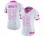 Women New England Patriots #13 Phillip Dorsett Limited White Pink Rush Fashion Football Jersey