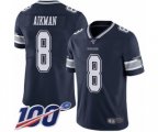 Dallas Cowboys #8 Troy Aikman Navy Blue Team Color Vapor Untouchable Limited Player 100th Season Football Jersey