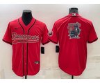 Tampa Bay Buccaneers Red Team Big Logo With Patch Cool Base Stitched Baseball Jersey