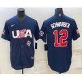USA Baseball #12 Kyle Schwarber 2023 Navy World Baseball Classic Stitched Jersey