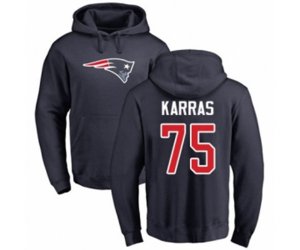 New England Patriots #75 Ted Karras Navy Blue Name & Number Logo Pullover Hoodie