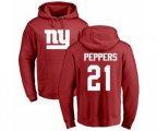 New York Giants #21 Jabrill Peppers Red Name & Number Logo Pullover Hoodie