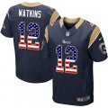 Los Angeles Rams #12 Sammy Watkins Elite Navy Blue Home USA Flag Fashion NFL Jersey