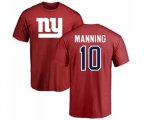 New York Giants #10 Eli Manning Red Name & Number Logo T-Shirt