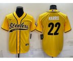 Pittsburgh Steelers #22 Najee Harris Gold With Patch Cool Base Stitched Baseball Jersey
