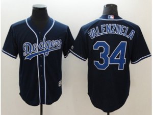 Los Angeles Dodgers #34 Fernando Valenzuela Navy Blue New Cool Base Stitched Baseball Jersey