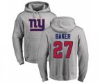 New York Giants #27 Deandre Baker Ash Name & Number Logo Pullover Hoodie