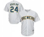 Milwaukee Brewers #24 Jesus Aguilar Replica White Home Cool Base Baseball Jersey