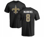 New Orleans Saints #8 Archie Manning Black Name & Number Logo T-Shirt