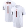 Chicago Bears Justin Fields Nike White 2021 NFL Draft First Round Pick Player Name & Number T-Shirt