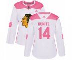 Women's Chicago Blackhawks #14 Chris Kunitz Authentic White Pink Fashion NHL Jersey