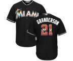 Miami Marlins #21 Curtis Granderson Authentic Black Team Logo Fashion Cool Base Baseball Jersey