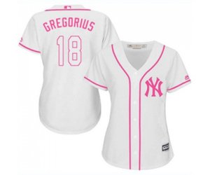Women\'s New York Yankees #18 Didi Gregorius Authentic White Fashion Cool Base Baseball Jersey