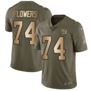 New York Giants #74 Ereck Flowers Limited Olive Gold 2017 Salute to Service NFL Jersey