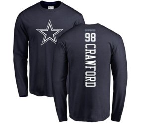 Dallas Cowboys #98 Tyrone Crawford Navy Blue Backer Long Sleeve T-Shirt