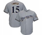 Milwaukee Brewers #15 Cecil Cooper Replica Grey Road Cool Base Baseball Jersey