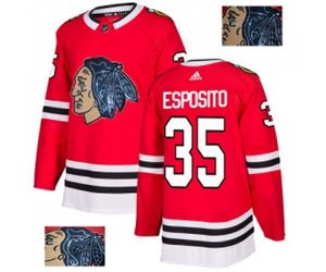 Chicago Blackhawks #35 Tony Esposito Authentic Red Fashion Gold NHL Jersey