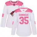 Women Arizona Coyotes #35 Louis Domingue Authentic White Pink Fashion NHL Jersey