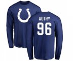Indianapolis Colts #96 Denico Autry Royal Blue Name & Number Logo Long Sleeve T-Shirt