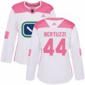 Women Vancouver Canucks #44 Todd Bertuzzi Authentic White Pink Fashion NHL Jersey