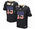 New Orleans Saints #19 Ted Ginn Jr Elite Black Home USA Flag Fashion Football Jersey