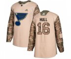 Adidas St. Louis Blues #16 Brett Hull Authentic Camo Veterans Day Practice NHL Jersey