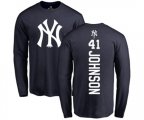 New York Yankees #41 Randy Johnson Replica Navy Blue Alternate Baseball T-Shirt