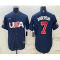 USA Baseball #7 Tim Anderson 2023 Navy World Baseball Classic Stitched Jersey