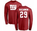 New York Giants #29 Deone Bucannon Red Name & Number Logo Long Sleeve T-Shirt