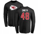 Kansas City Chiefs #48 Terrance Smith Black Name & Number Logo Long Sleeve T-Shirt