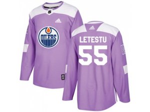 Edmonton Oilers #55 Mark Letestu Purple Authentic Fights Cancer Stitched NHL Jersey