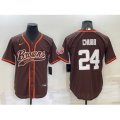 Cleveland Browns #24 Nick Chubb Brown Stitched Cool Base Nike Baseball Jersey