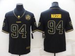 Las Vegas Raiders #94 Carl Nassib Black Golden Edition 60th Patch Stitched Nike Limited Jersey