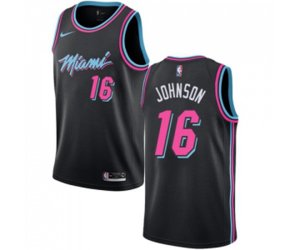 Miami Heat #16 James Johnson Authentic Black Basketball Jersey - City Edition