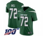 New York Jets #72 Brandon Shell Green Team Color Vapor Untouchable Limited Player 100th Season Football Jersey