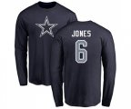 Dallas Cowboys #6 Chris Jones Navy Blue Name & Number Logo Long Sleeve T-Shirt