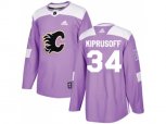 Adidas Calgary Flames #34 Miikka Kiprusoff Purple Authentic Fights Cancer Stitched NHL Jersey