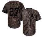 Oakland Athletics #27 Catfish Hunter Authentic Camo Realtree Collection Flex Base Baseball Jersey