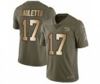 New York Giants #17 Kyle Lauletta Limited Olive Gold 2017 Salute to Service NFL Jersey