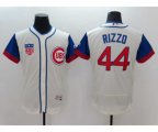Men Chicago Cubs #44 Anthony Rizzo Majestic Cream Blue Flexbase Authentic Collection Player Jersey