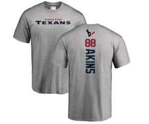 Houston Texans #88 Jordan Akins Ash Backer T-Shirt